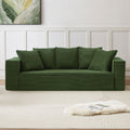 88.97Inch Corduroy Sofa With 5 Matching Toss Pillows, Sleek Design, Spacious And Comfortable 3 Seater Couch For Modern Living Room,Green. Green Corduroy 3 Seat