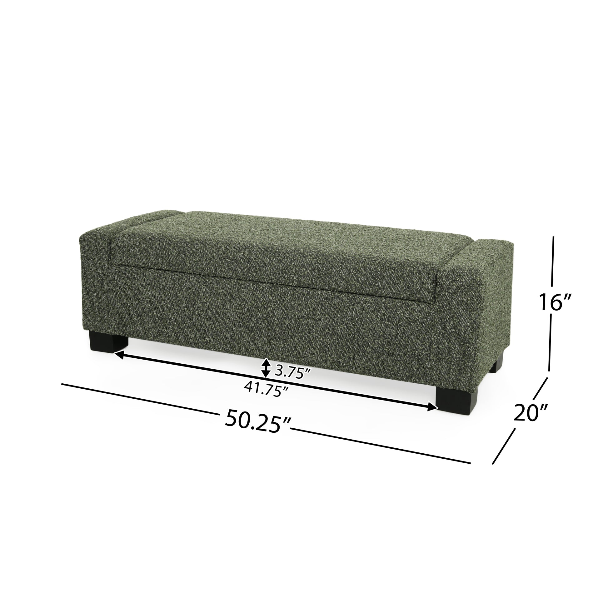 Storage Ottoman Blackish Green Fabric