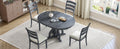 5 Piece Farmhouse Round Pedestal Extending Dining Table Set Extendable Kitchen Table Set With 15.8