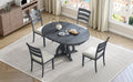 5 Piece Farmhouse Round Pedestal Extending Dining Table Set Extendable Kitchen Table Set With 15.8