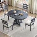 5 Piece Farmhouse Round Pedestal Extending Dining Table Set Extendable Kitchen Table Set With 15.8