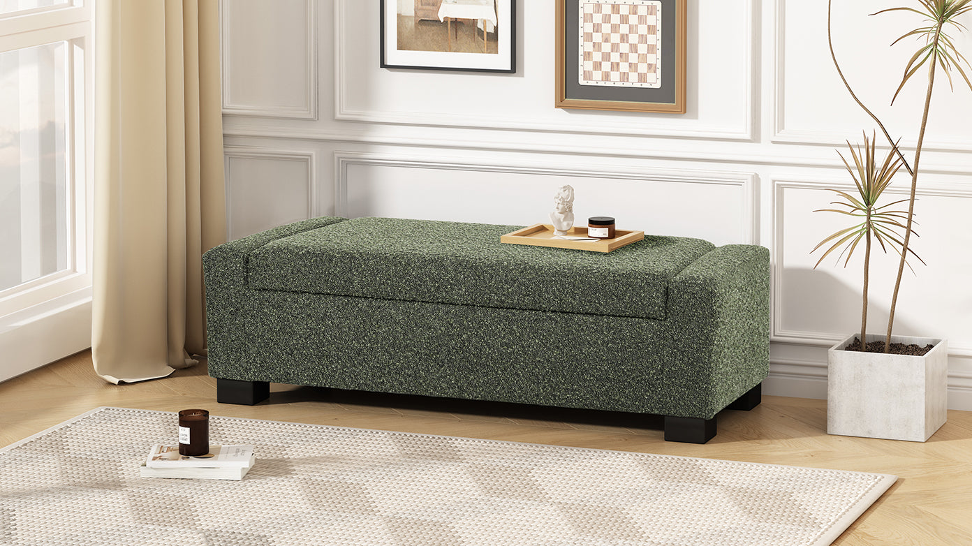 Storage Ottoman Blackish Green Fabric