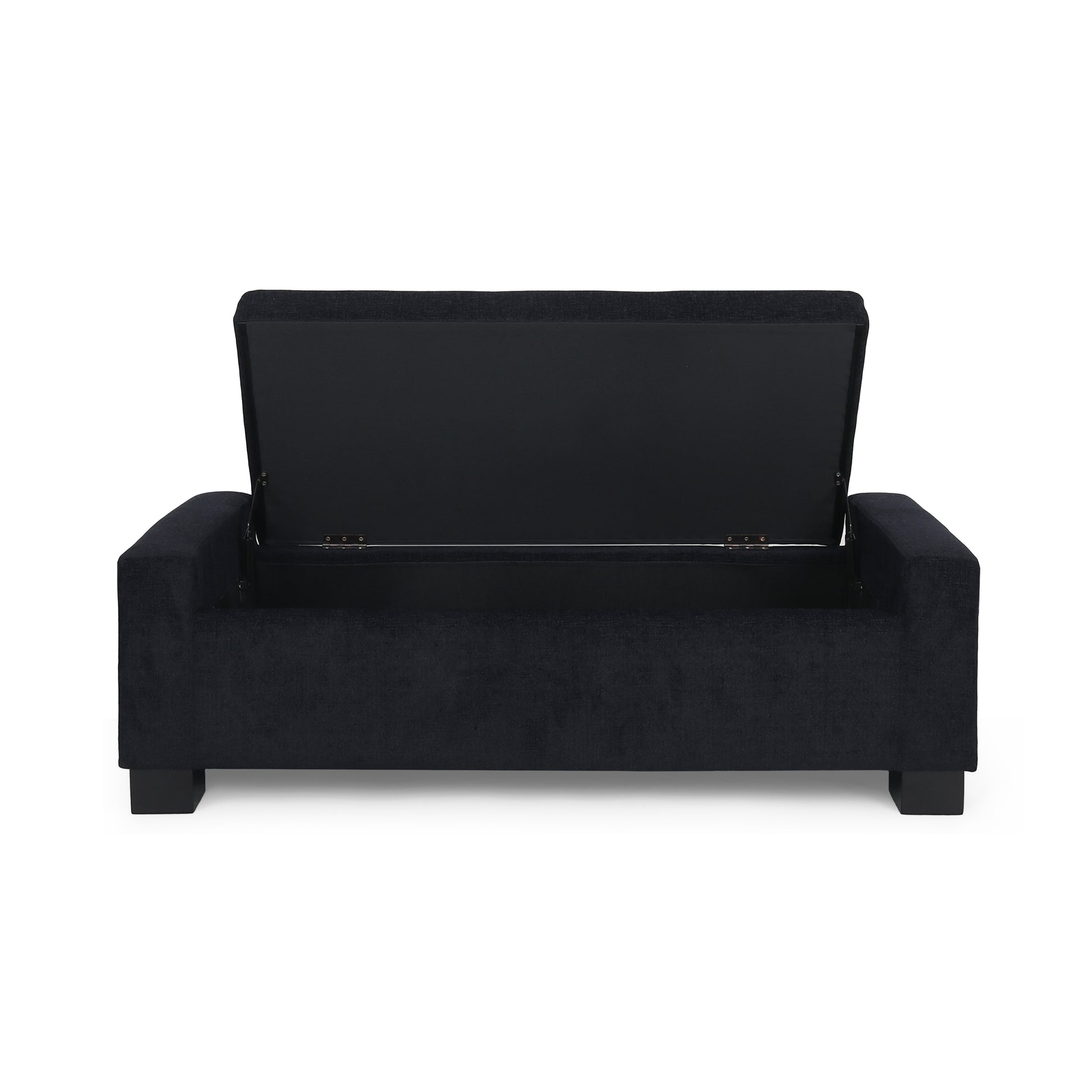 Storage Ottoman Dark Blue Fabric