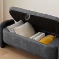 Ottoman Oval Storage Bench 3D Lamb Fleece Fabric Bench With Large Storage Space For The Living Room, Entryway And Bedroom,Dark,Grey Dark Gray Polyester