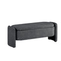 Ottoman Oval Storage Bench 3D Lamb Fleece Fabric Bench With Large Storage Space For The Living Room, Entryway And Bedroom,Dark,Grey Dark Gray Polyester