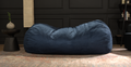 Marlin 6.5 Foot Suede Cylindrical Bean Bag, Midnight Blue Blue Solid Microfiber