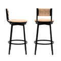 Honey Swivel Bar Stools Paper Rope Handwoven Barstools With Back Set Of 2 Rustic Round Counter Chairs For Dining Room, Kitchen Island Honey Metal Honey Dining Room Powder Coated Round Dry Clean Farmhouse Bar Stools Set Of 2 Paper Rope
