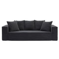 88.97 Inch Soft Corduroy Upholstery Streamlined Design Sofa With 5 Pillows, Large And Cozy 3 Seater Couch For Modern Spaces For Living Room,Office Black Black Corduroy 3 Seat