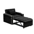 1 Versatile Foldable Sofa Bed In 3 Lengths, Modern Sofa Sofa Sofa Velvet Pull Out Bed, Adjustable Back And With Usb Port And Ashtray And Swivel Phone Stand Black Black Velvet Wood Primary Living