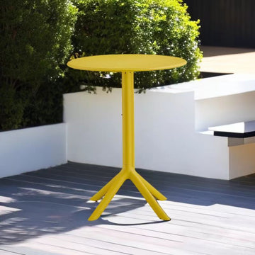 3 Piece Plastic Arm Chair Bistro Grs Premium Ocean Plastic, Mustard Yellow Mustard Plastic