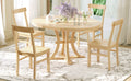 5 Piece Rustic Round Pedestal Extendable Dining Table Set With 15.7