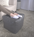 Candy Contemporary Faux Leather Suqare Pouf, Gray Grey Faux Leather