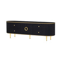 Modern Tv Stand For Tvs Up To 80 Inches, Entertainment Center With 4 Drawers And 1 Cabinet, Wood Tv Console Table With Metal Legs And Handles For Living Room Black 70 79 Inches Mdf