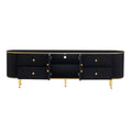 Modern Tv Stand For Tvs Up To 80 Inches, Entertainment Center With 4 Drawers And 1 Cabinet, Wood Tv Console Table With Metal Legs And Handles For Living Room Black 70 79 Inches Mdf