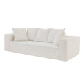 88.97Inch Corduroy Sofa With 5 Matching Toss Pillows, Sleek Design, Spacious And Comfortable 3 Seater Couch For Modern Living Room.White White Corduroy 3 Seat