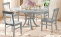 5 Piece Rustic Round Pedestal Extendable Dining Table Set With 15.7