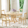 5 Piece Rustic Round Pedestal Extendable Dining Table Set With 15.7