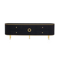 Modern Tv Stand For Tvs Up To 80 Inches, Entertainment Center With 4 Drawers And 1 Cabinet, Wood Tv Console Table With Metal Legs And Handles For Living Room Black 70 79 Inches Mdf