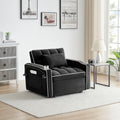 1 Versatile Foldable Sofa Bed In 3 Lengths, Modern Sofa Sofa Sofa Velvet Pull Out Bed, Adjustable Back And With Usb Port And Ashtray And Swivel Phone Stand Black Black Velvet Wood Primary Living