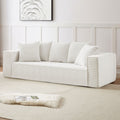 88.97Inch Corduroy Sofa With 5 Matching Toss Pillows, Sleek Design, Spacious And Comfortable 3 Seater Couch For Modern Living Room.White White Corduroy 3 Seat