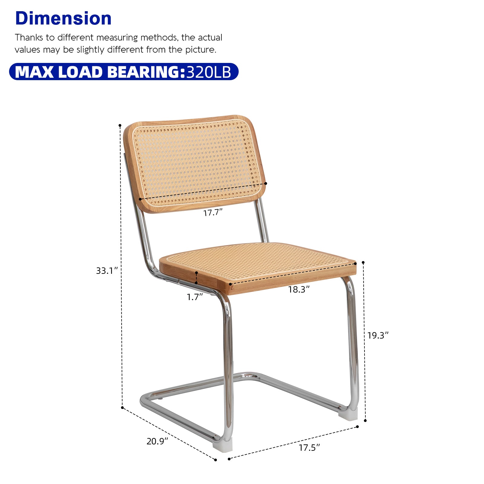 Dining Chairs Set Of 2, Velvet Rattan Side Accent Chairs With Chrome Legs, Modern Mid Century Breuer Designed Chairs, Upholstered Dining Living Room Kitchen Chairs Burly Wood Wood Stainless Steel