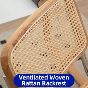 Dining Chairs Set Of 2, Velvet Rattan Side Accent Chairs With Chrome Legs, Modern Mid Century Breuer Designed Chairs, Upholstered Dining Living Room Kitchen Chairs Burly Wood Wood Stainless Steel