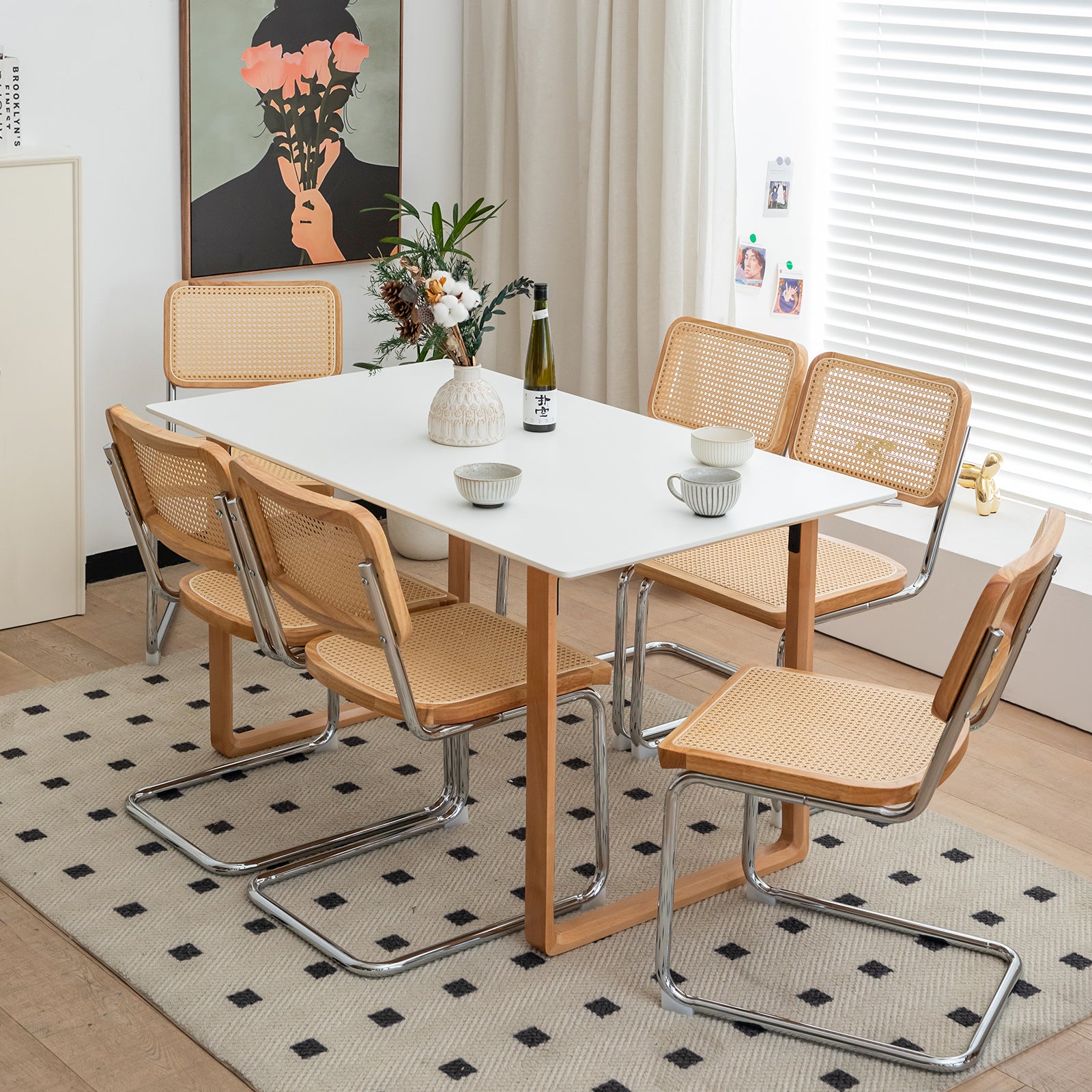 Dining Chairs Set Of 2, Velvet Rattan Side Accent Chairs With Chrome Legs, Modern Mid Century Breuer Designed Chairs, Upholstered Dining Living Room Kitchen Chairs Burly Wood Wood Stainless Steel