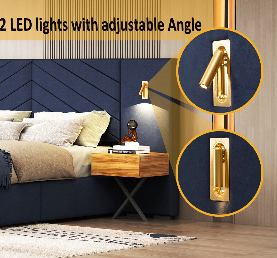 Queen Size Velvet Bed Frame Vertical Channel Tufted Wingback Headboard Upholstered Platform Bed Strong Wooden Slats No Box Spring Needed Easy Assemblyroyal Blue Queen Retro Blue Wood Light Brown Bedroom Modern Bed Frame Wood