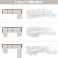 Modular Sectional Sofa, Convertible Sofa Couch With Storage, Sleeper Sectional Sofa Set, Flexible Modular Combinations Fabric Couch For Living Room Beige,5 Seat Sofa Beige Wood Soft Heavy Duty Fabric 5 Seat