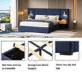 Queen Size Velvet Bed Frame Vertical Channel Tufted Wingback Headboard Upholstered Platform Bed Strong Wooden Slats No Box Spring Needed Easy Assemblyroyal Blue Queen Retro Blue Wood Light Brown Bedroom Modern Bed Frame Wood