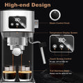 Geek Chef Espresso Machine, Cappuccino & Latte Machine With Ese Pod Filter & Milk Frother Steam Wand, Accurate Temperature & Time Control, Compact Coffee Machine For Home,Stainless Steel Silver Stainless Steel