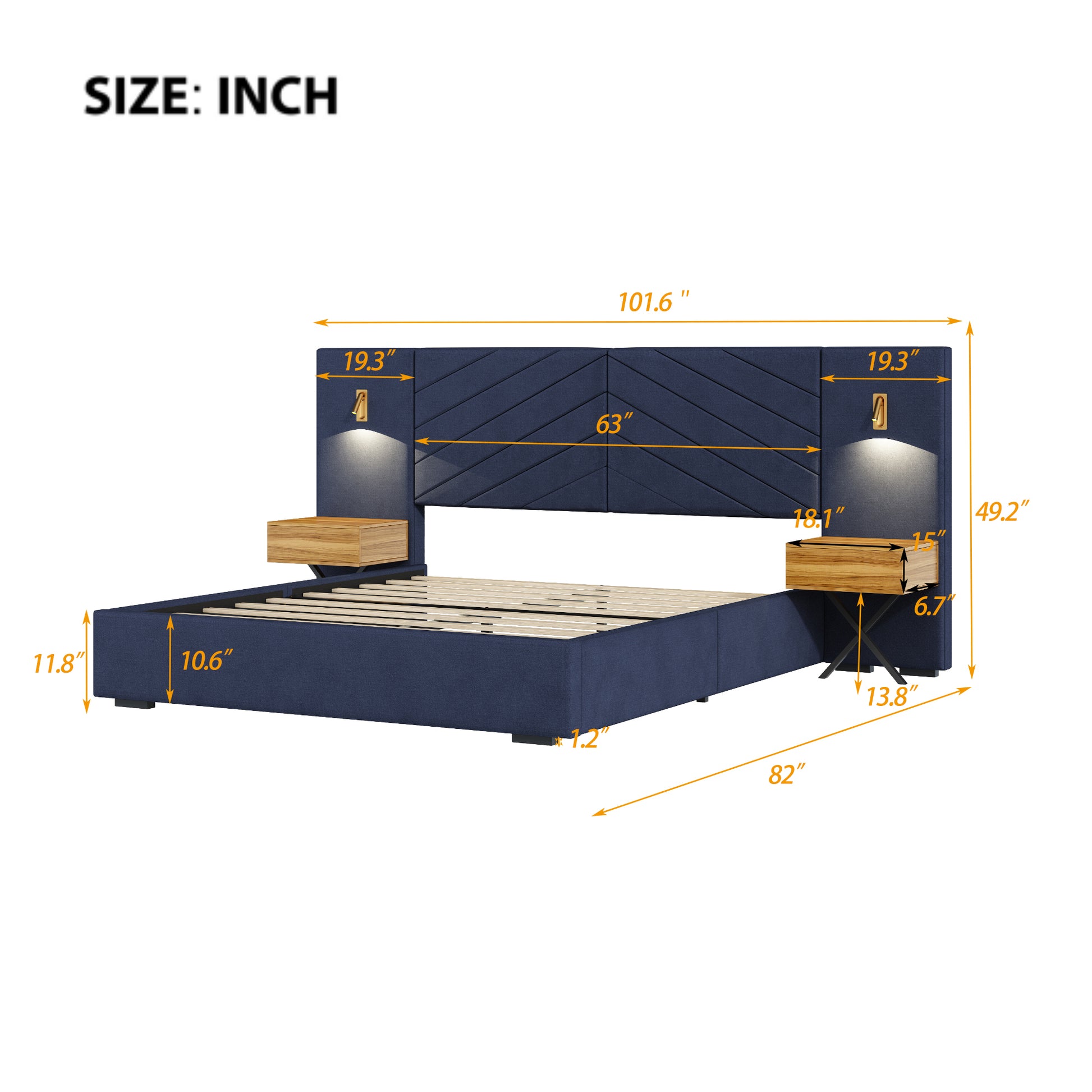 Queen Size Velvet Bed Frame Vertical Channel Tufted Wingback Headboard Upholstered Platform Bed Strong Wooden Slats No Box Spring Needed Easy Assemblyroyal Blue Queen Retro Blue Wood Light Brown Bedroom Modern Bed Frame Wood