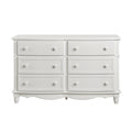 Classic Traditional White Finish 6 Drawers Dresser 1Pc Decorative Accents Wooden Bedroom Furniture Turned Feet White Bedroom Classic,Traditional Wood