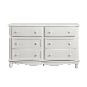 Classic Traditional White Finish 6 Drawers Dresser 1Pc Decorative Accents Wooden Bedroom Furniture Turned Feet White Bedroom Classic,Traditional Wood