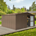 Backyard Storage Shed 11' X 12.5' With Galvanized Steel Frame & Windows, Outdoor Garden Shed Metal Utility Tool Storage Room With Lockable Door For Patio Brown Brown Metal