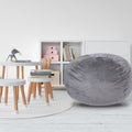 Minky Velvet Bean Bag Chair, Grey 5Ft Plush Floor Chair For Kids And Adults W Washable Cover, Lounge Chair With Stretchable Fabric, Comfy Bedroom Chair, Filled With Shredded And Memory Foam. Gray Velvet