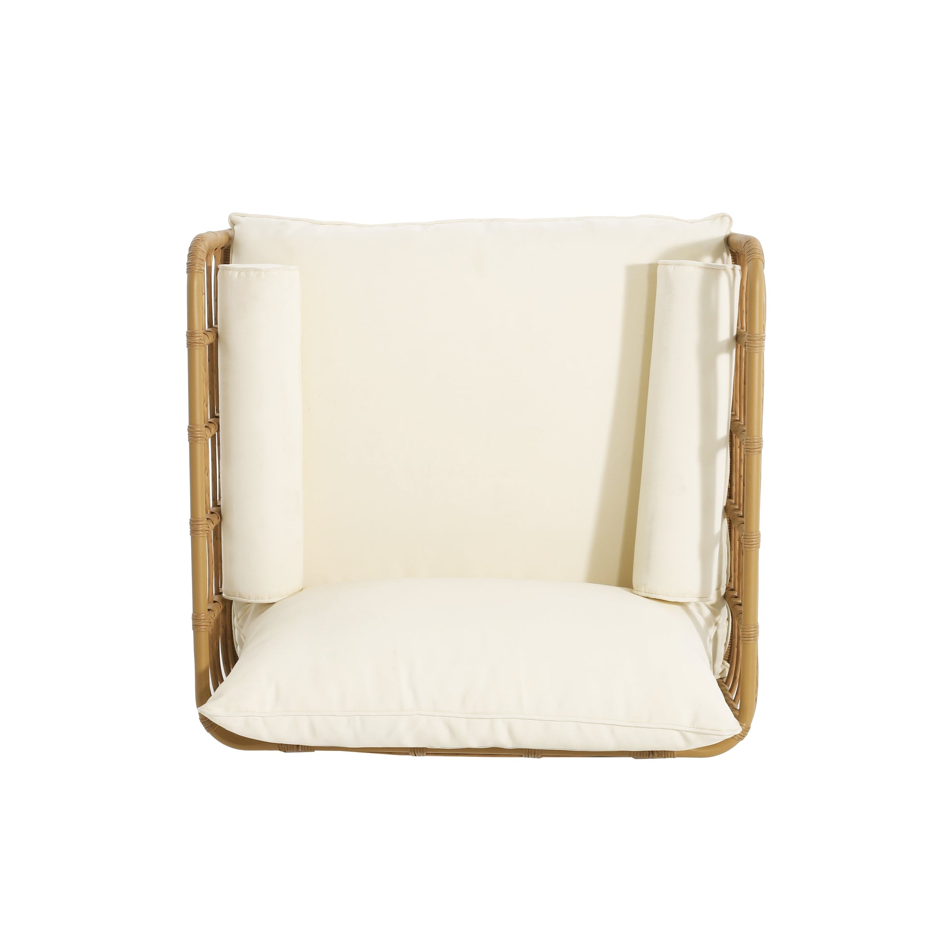 Club Chair Light Brown Foam Pe Rattan Iron