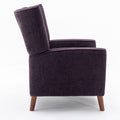 Mid Century Chenille Wingback Recliner Chair, Button Tufted Design Pushback Recliner Chair With Armrest And Solid Wood Legs, For Bedroom Living Room, Purple Purple Chenille