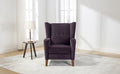 Mid Century Chenille Wingback Recliner Chair, Button Tufted Design Pushback Recliner Chair With Armrest And Solid Wood Legs, For Bedroom Living Room, Purple Purple Chenille