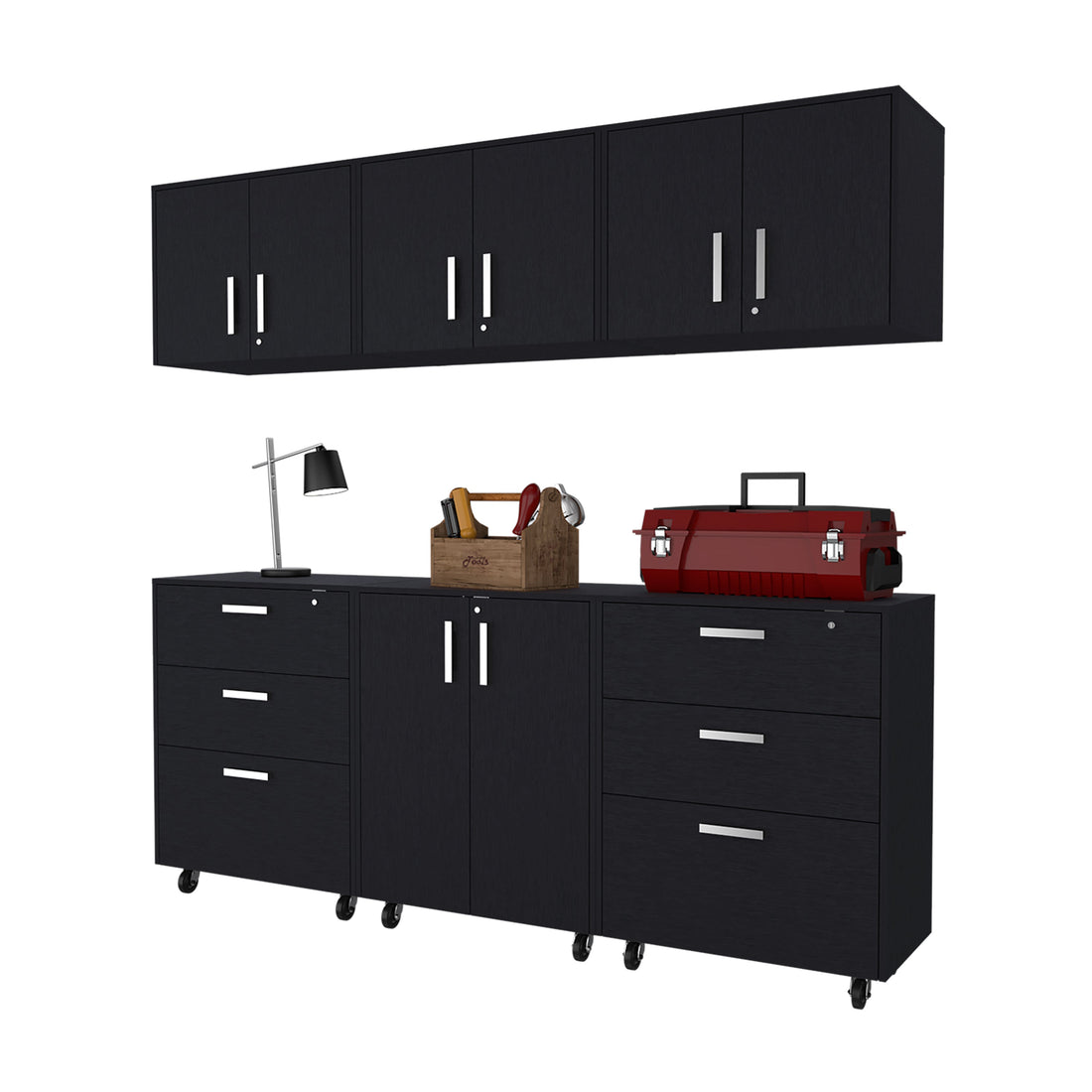 Jenna Black 6 Piece Garage Set Black Wood