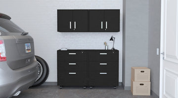 Kaitlyn Black 4 Piece Garage Set Black Wood