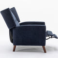 Mid Century Chenille Wingback Recliner Chair, Button Tufted Design Pushback Recliner Chair With Armrest And Solid Wood Legs, For Bedroom Living Room, Navy Blue Navy Blue Chenille