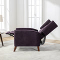 Mid Century Chenille Wingback Recliner Chair, Button Tufted Design Pushback Recliner Chair With Armrest And Solid Wood Legs, For Bedroom Living Room, Purple Purple Chenille