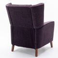 Mid Century Chenille Wingback Recliner Chair, Button Tufted Design Pushback Recliner Chair With Armrest And Solid Wood Legs, For Bedroom Living Room, Purple Purple Chenille