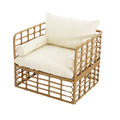 Club Chair Light Brown Foam Pe Rattan Iron