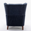 Mid Century Chenille Wingback Recliner Chair, Button Tufted Design Pushback Recliner Chair With Armrest And Solid Wood Legs, For Bedroom Living Room, Navy Blue Navy Blue Chenille