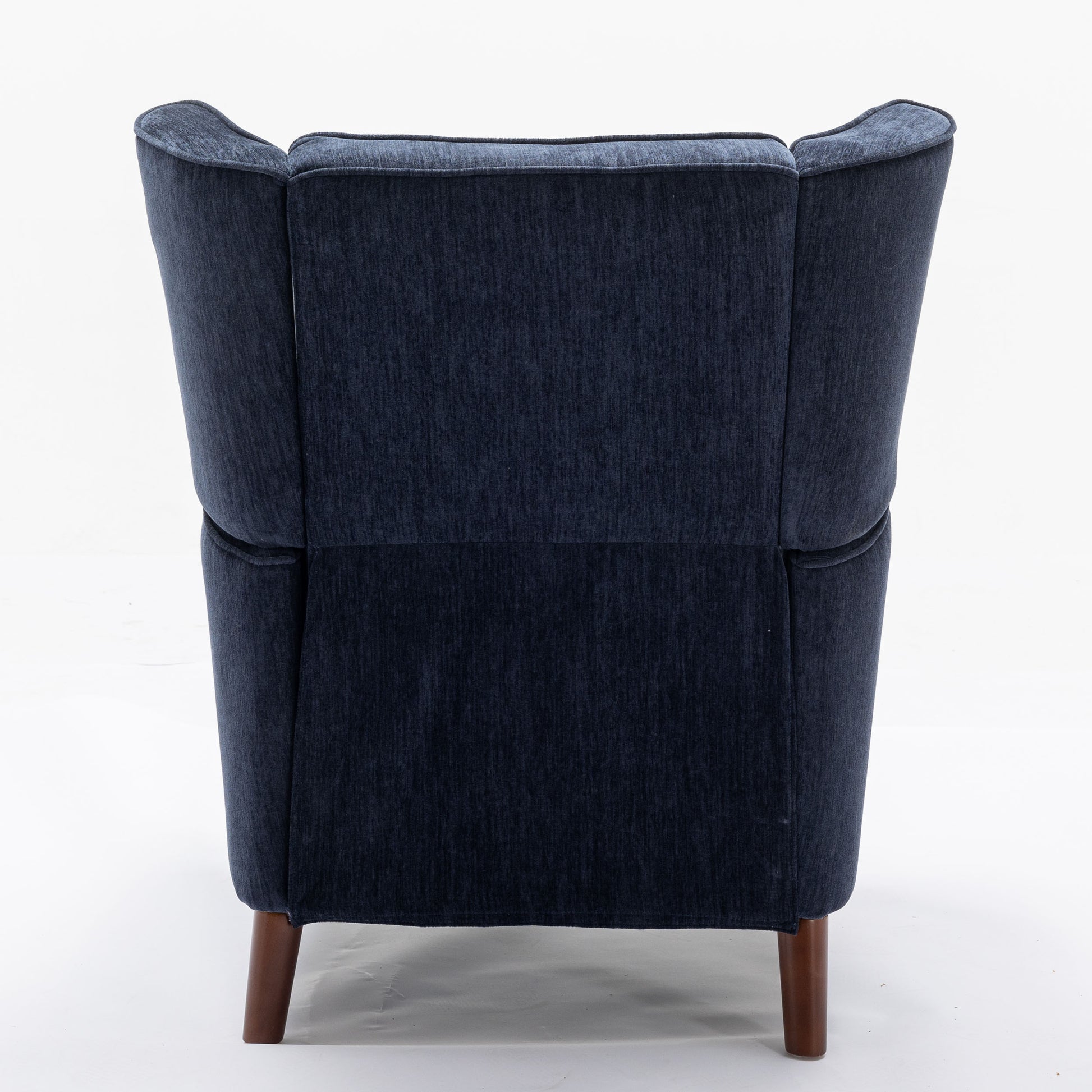 Mid Century Chenille Wingback Recliner Chair, Button Tufted Design Pushback Recliner Chair With Armrest And Solid Wood Legs, For Bedroom Living Room, Navy Blue Navy Blue Chenille