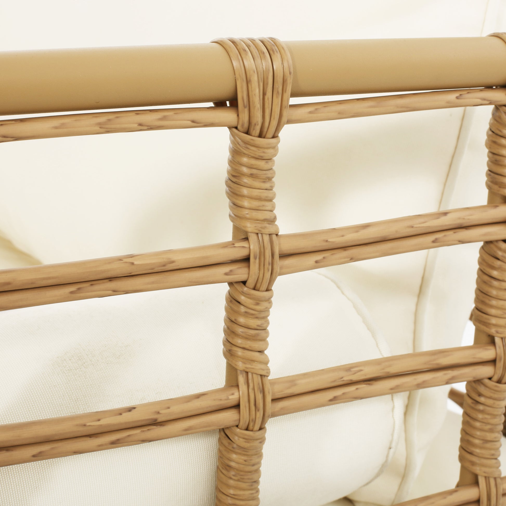 Club Chair Light Brown Foam Pe Rattan Iron