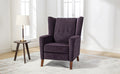 Mid Century Chenille Wingback Recliner Chair, Button Tufted Design Pushback Recliner Chair With Armrest And Solid Wood Legs, For Bedroom Living Room, Purple Purple Chenille