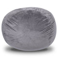 Minky Velvet Bean Bag Chair, Grey 5Ft Plush Floor Chair For Kids And Adults W Washable Cover, Lounge Chair With Stretchable Fabric, Comfy Bedroom Chair, Filled With Shredded And Memory Foam. Gray Velvet
